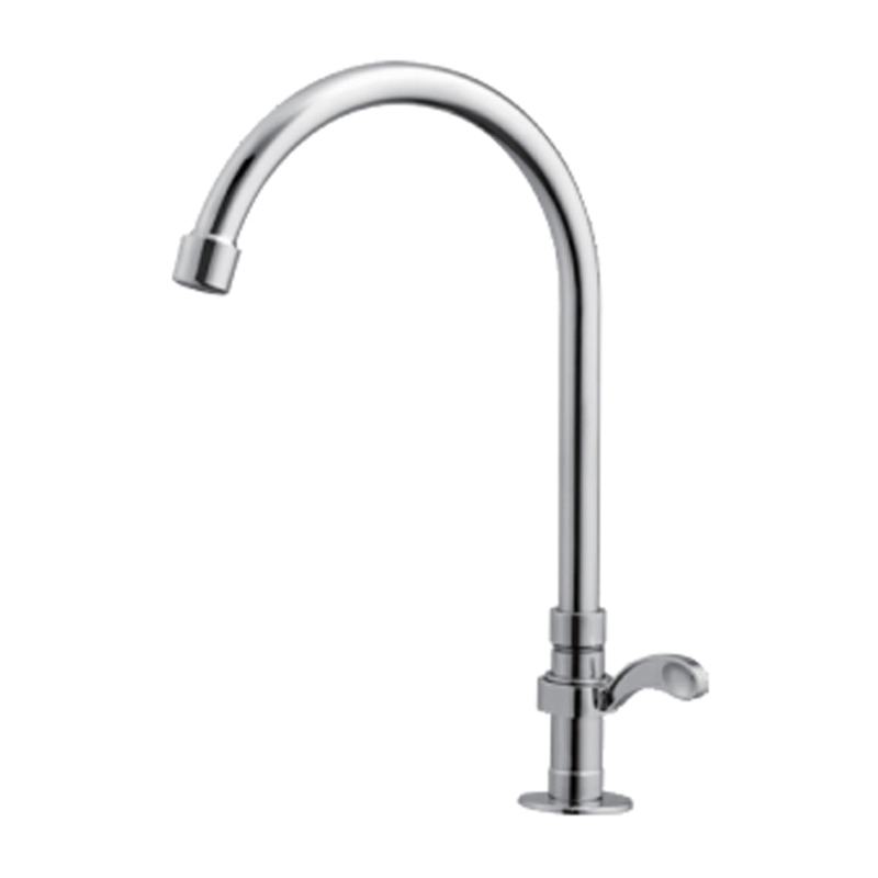 A brass deck-mounted single cold water tap is a practical and stylish choice