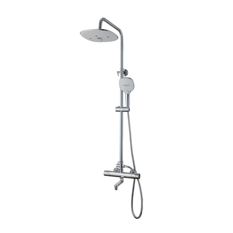 Modern thermostatic chromed brass exposed shower column set