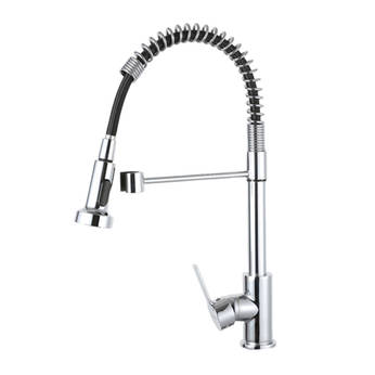 Lead free spring kitchen sink mixer faucet with pull down sprayer