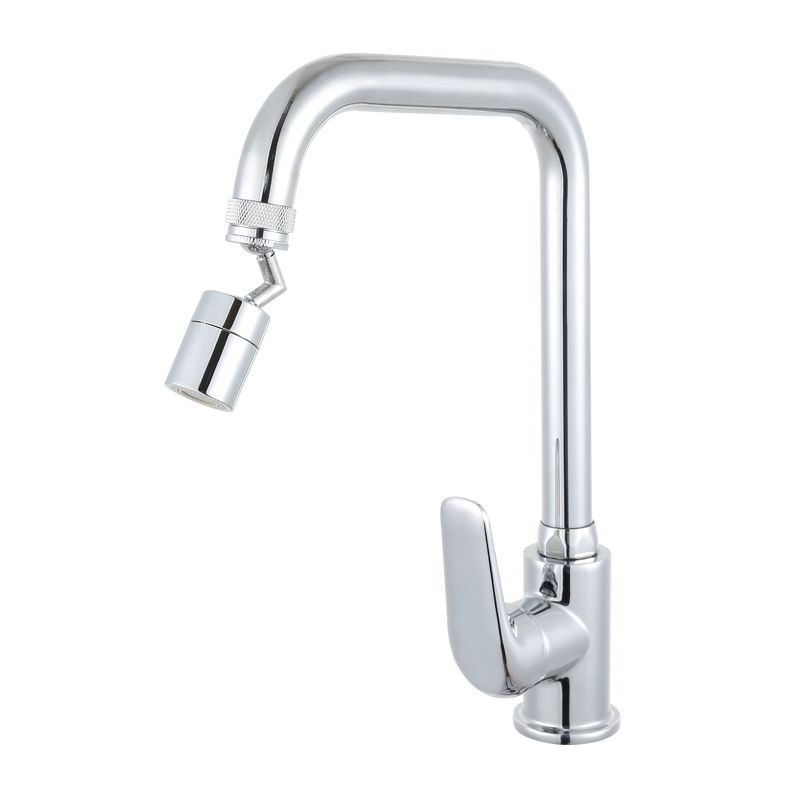 Modern deck mounted kitchen mixer faucet with sprayer head