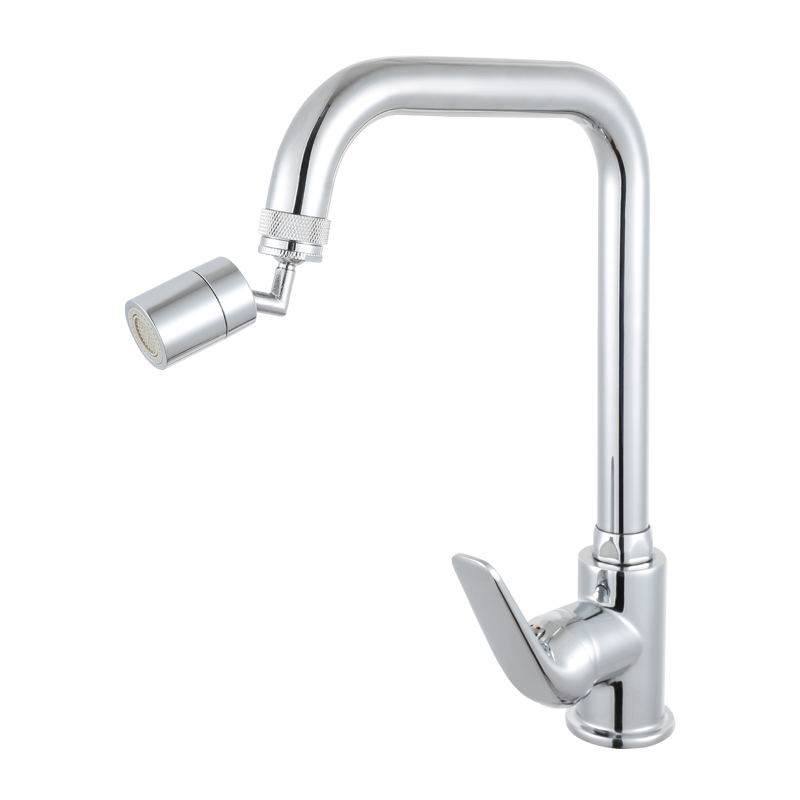 Modern deck mounted kitchen mixer faucet with sprayer head