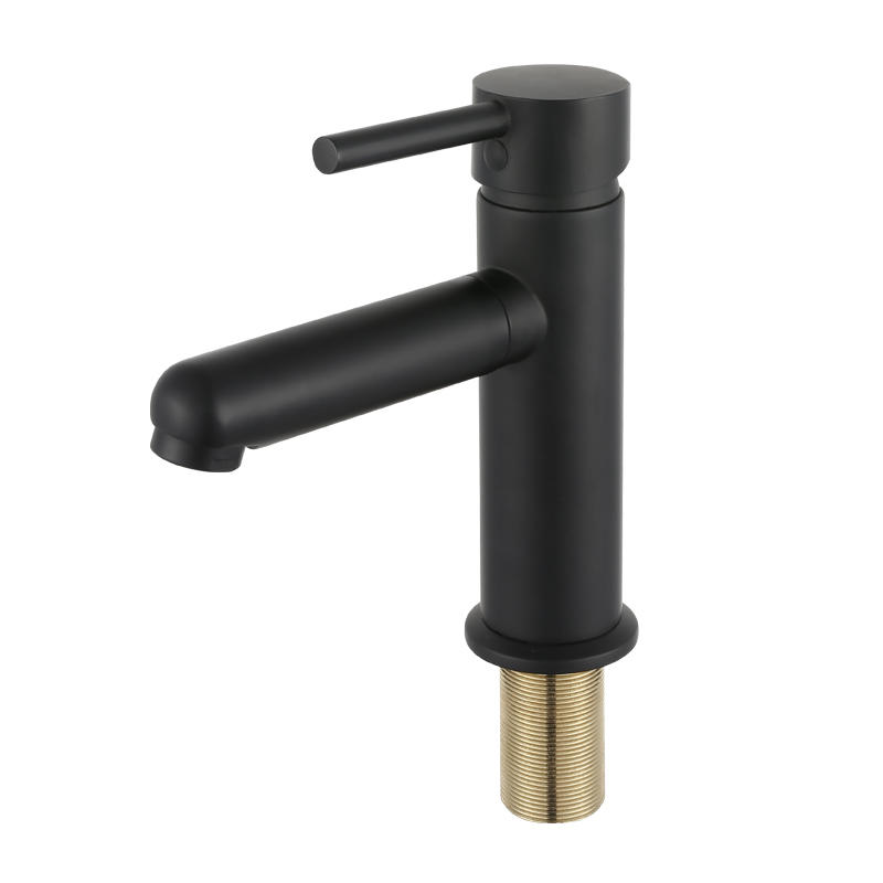 Modern matte black 360 degree rotatable spout washroom basin tap