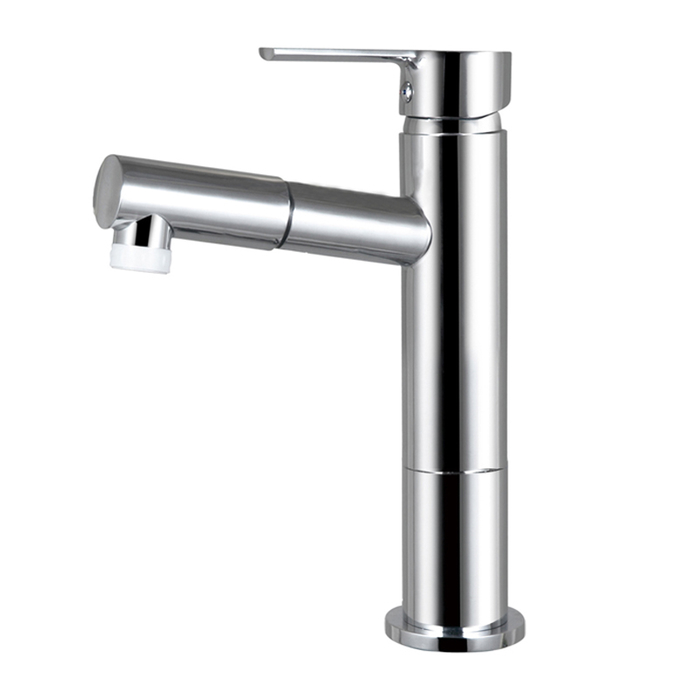 Pull down basin mixer tap with two function sprayer