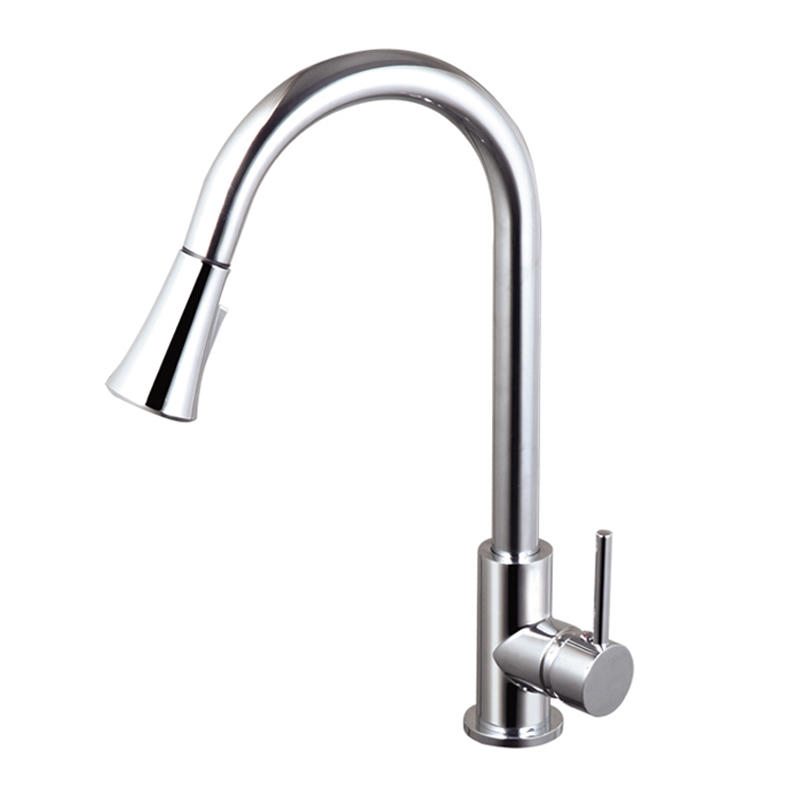 Modern pull out two function extendable deck mounted kitchen sink water tap mixer