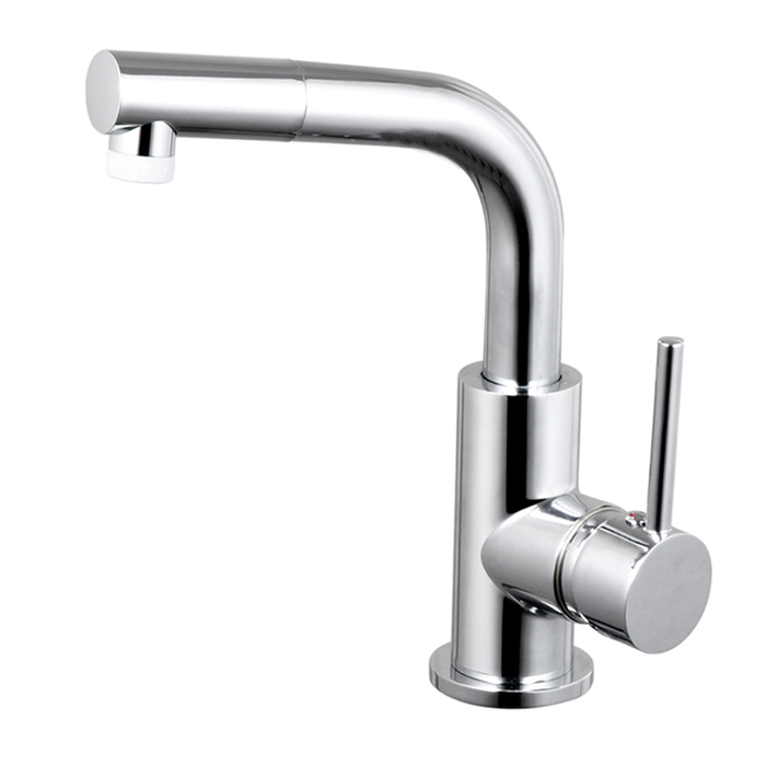 L shape pull out hot and cold water tap mixer for wash basin