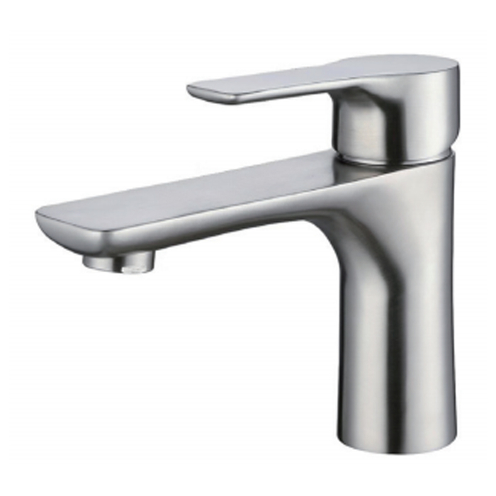 Bathroom sink basin single lever handle brushed hot/cold water mixer tap