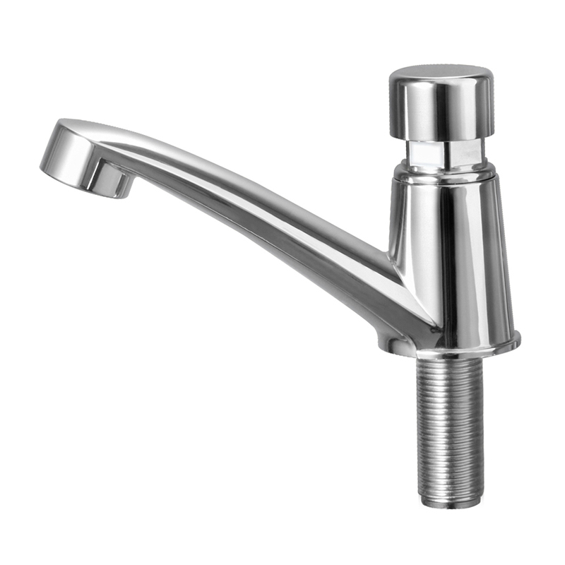 Plastic economic push button time delay faucet