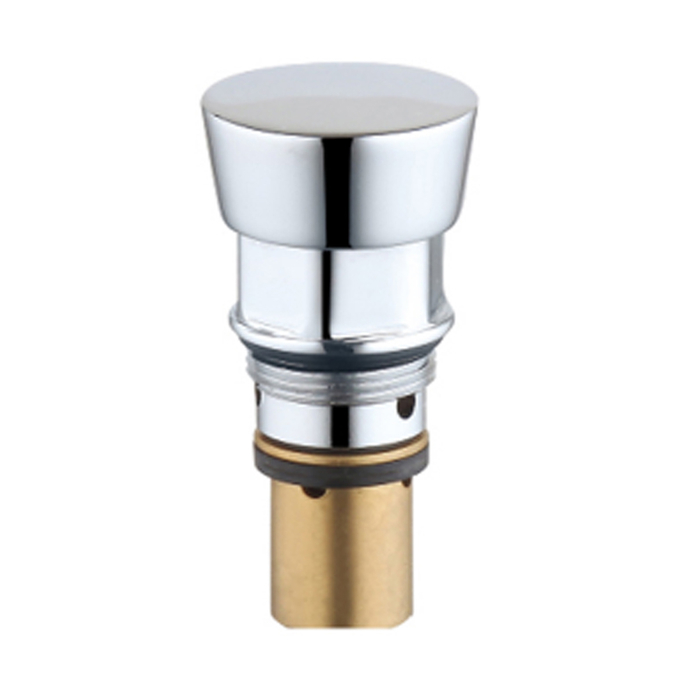 Time delay faucet cartridge with brass cap
