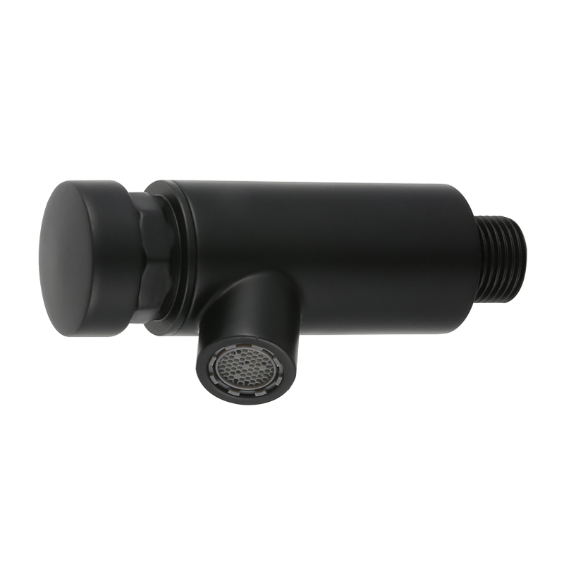 Matte black wall mounted self closing faucet