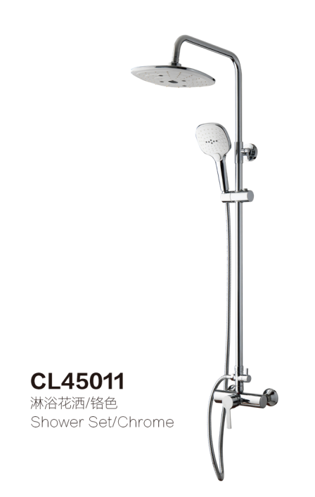 Brass square thermostatic bathroom shower column with chrome surface 